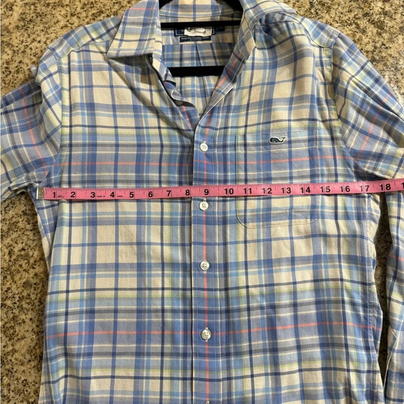 Vineyard Vines Men XS Slim Fit Tucker LS Shirt - Blue Multi-color Plaid - Picture 4 of 6